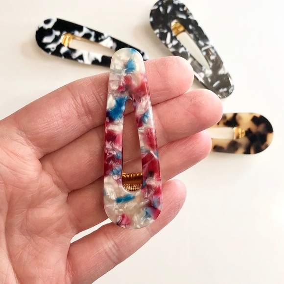 Acrylic Multi-Colored Hair Clips Barette Clips - Picture 3 of 5